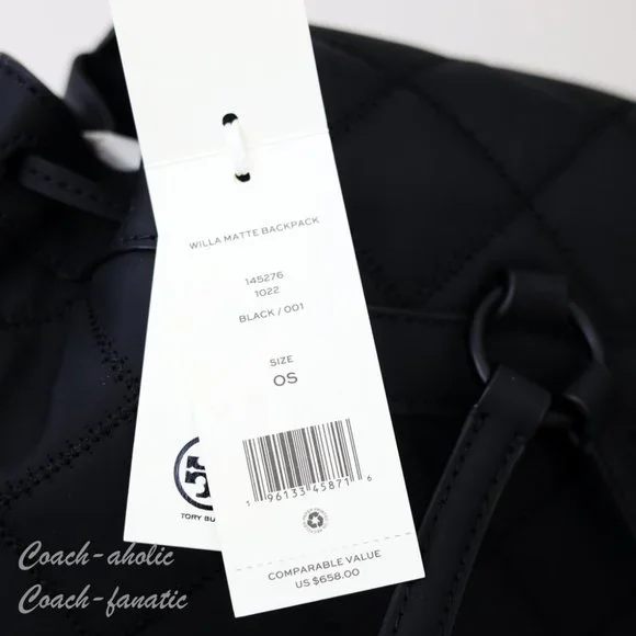 NWT Tory Burch Willa Backpack in Matte Black 145276 - Picture 8 of 11